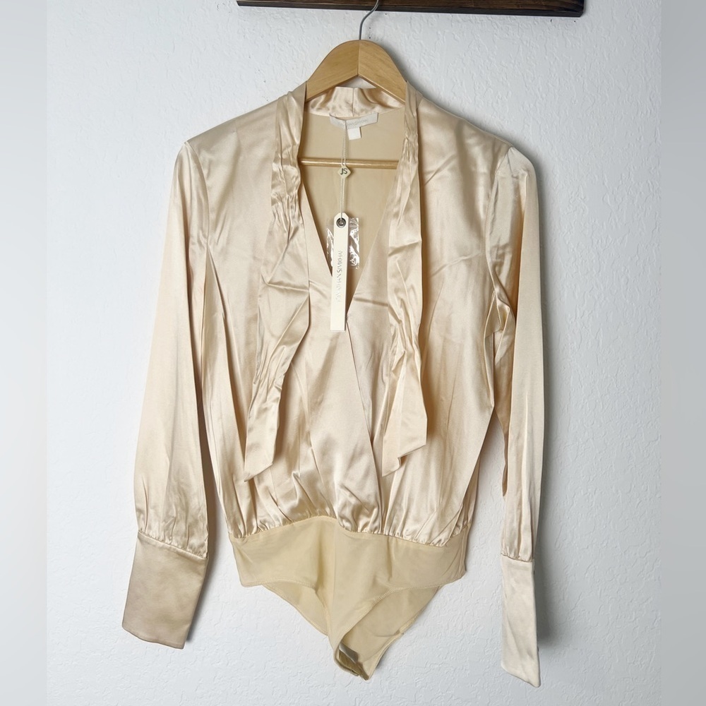 Jonathan Simkhai Tess Wrap Front Bodysuit Blouse - Picture 3 of 8